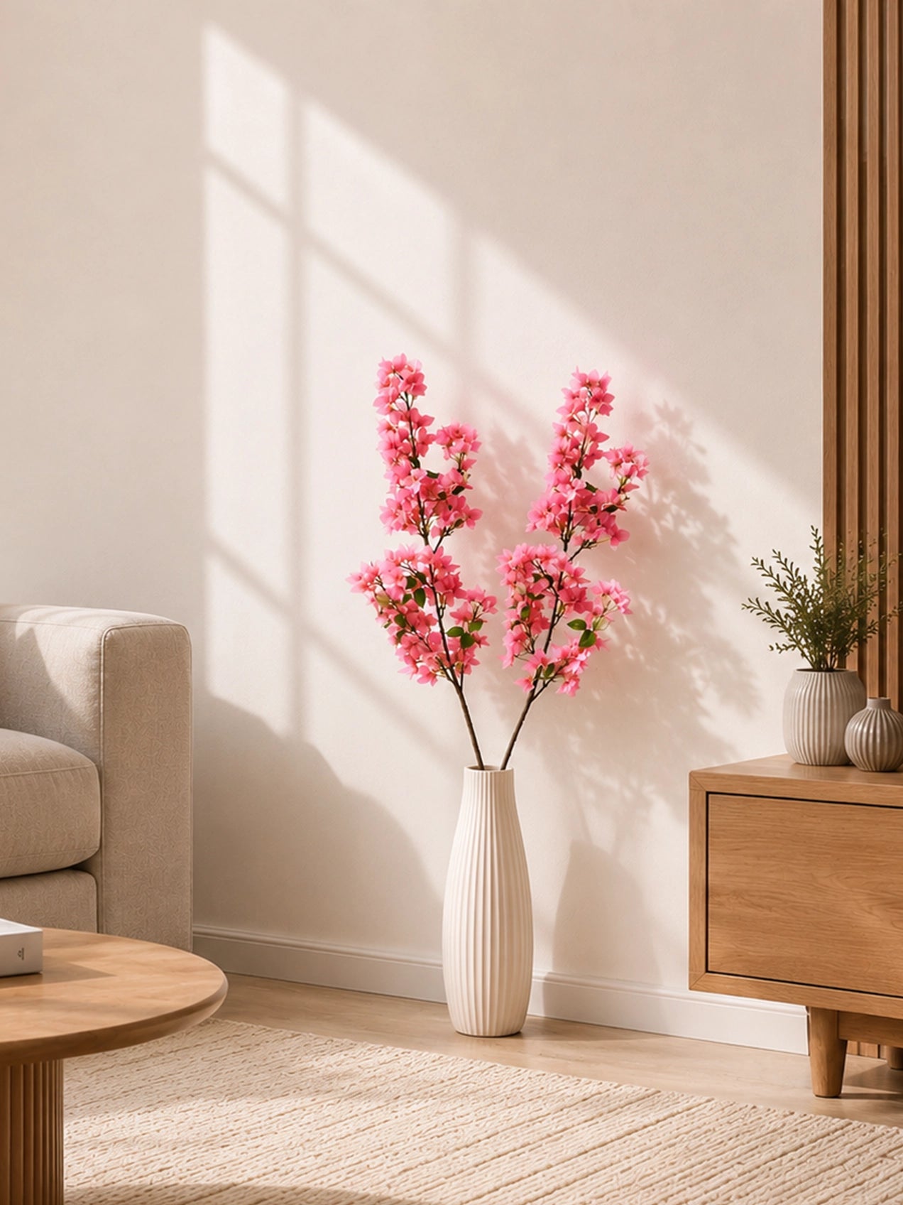 Artificial Bougainvillea Stick | Light Pink | 135 cm | Set of 2
