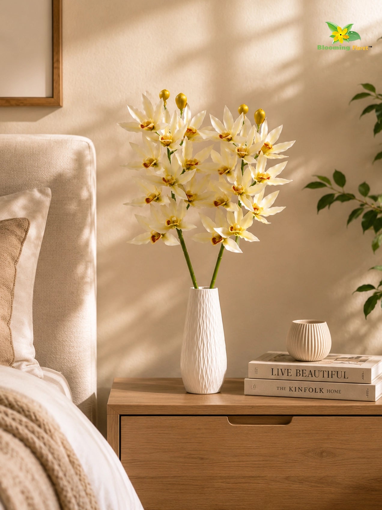 Orchid Flower Stick | White | 73 cm | Set of 2