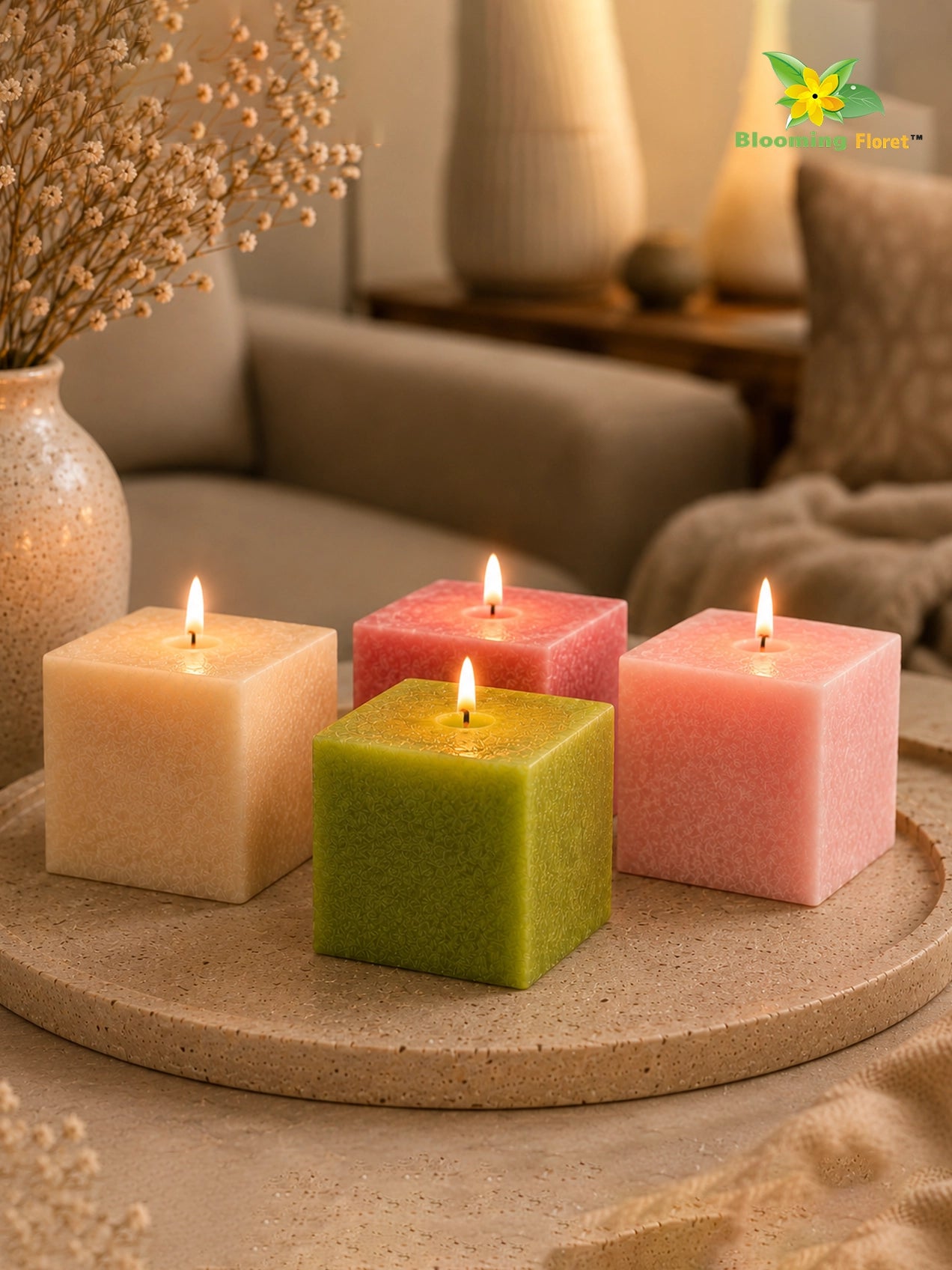 Scented Square Candle Expressions | MIX | 8 cm | Set of 4