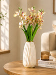 Artificial Cymbidium Orchid Flower Bunch | Peach | 57 cm