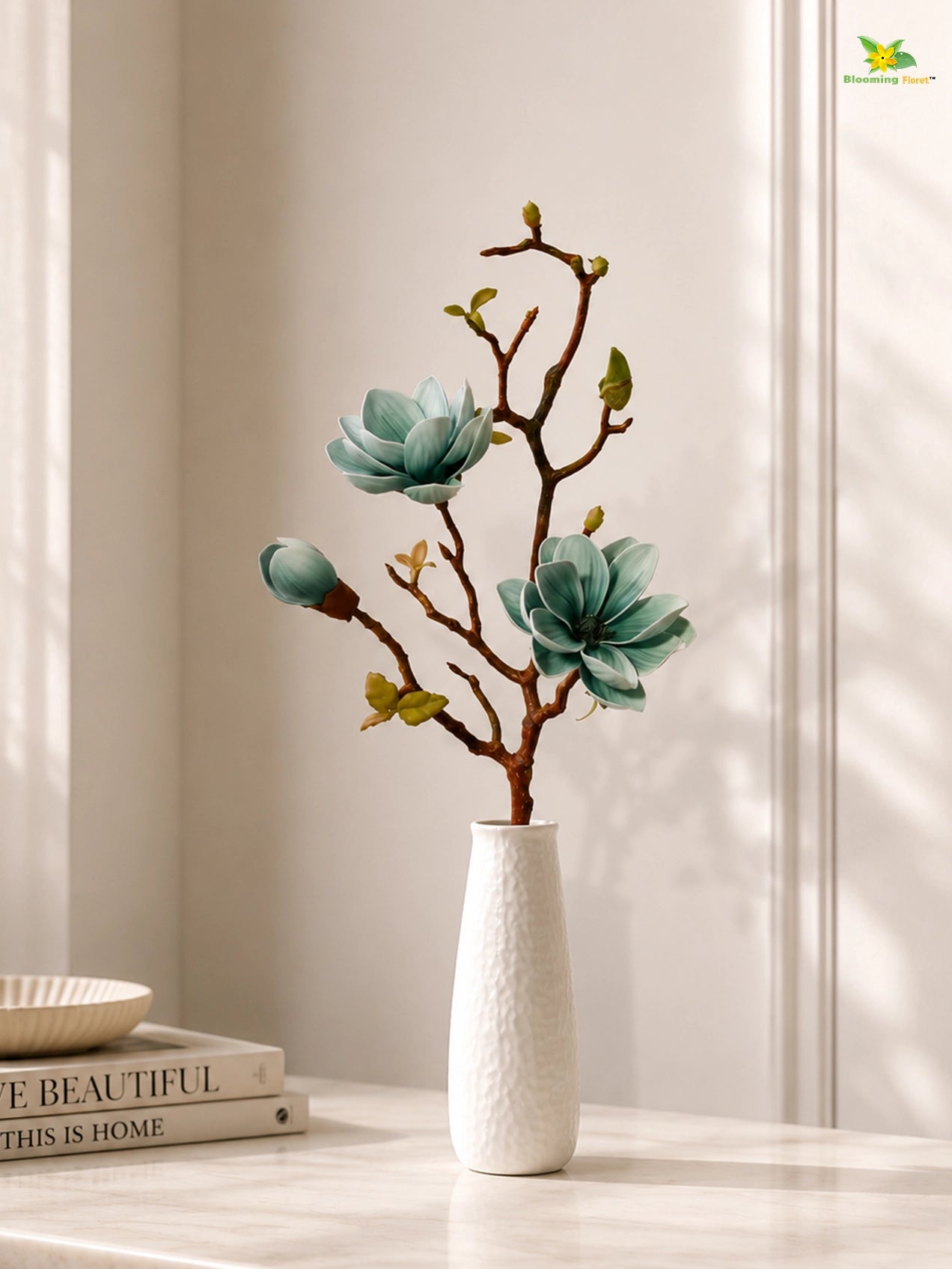 Magnolia Ikebana Flower Stick | Blue | 72 cm