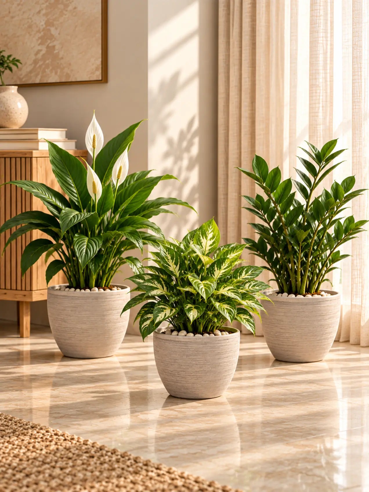 Decorative Pots | Light Brown | 15 cm | Set of 3