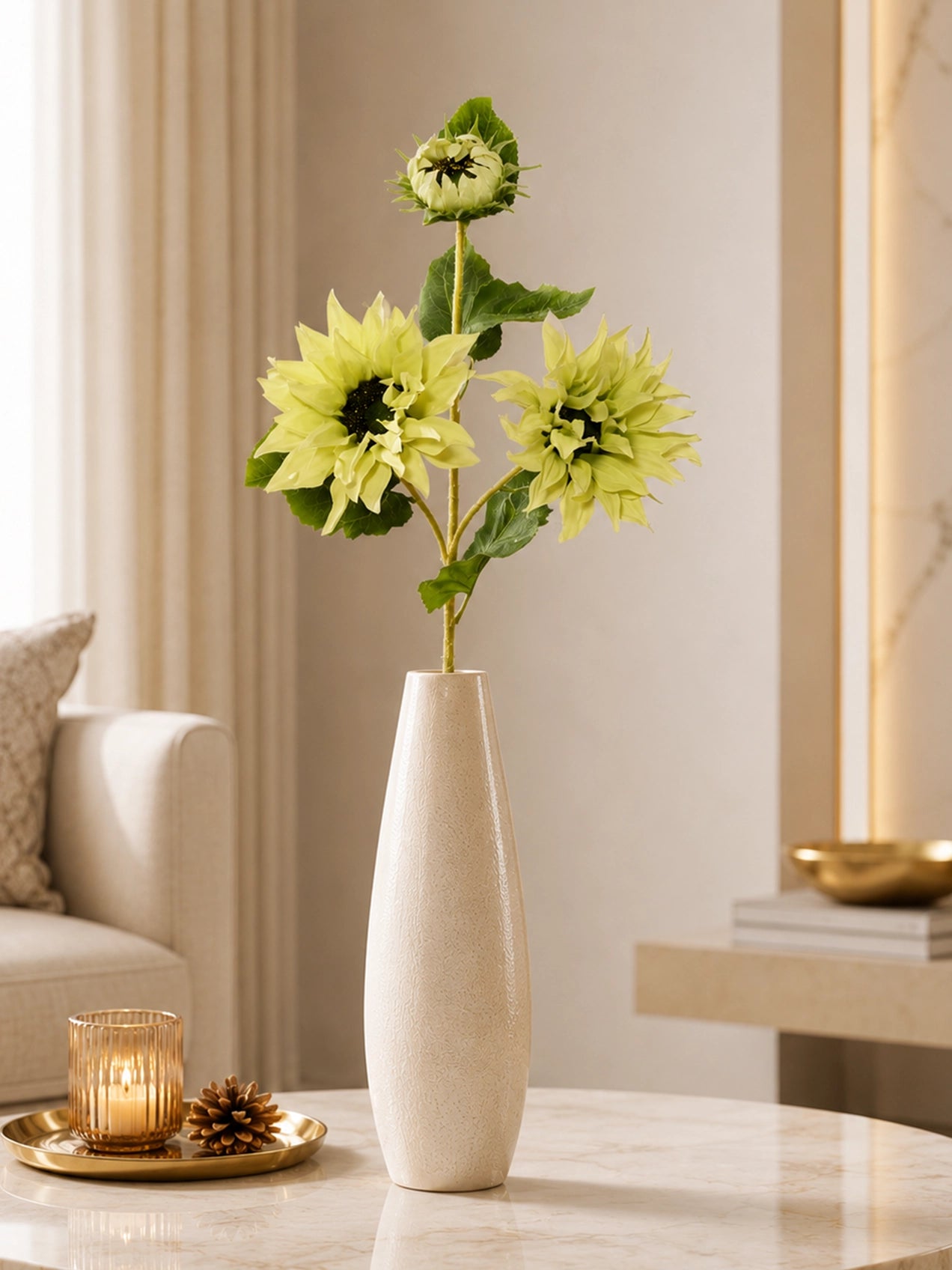 Artificial Sunflower Stick | Green | 78 cm