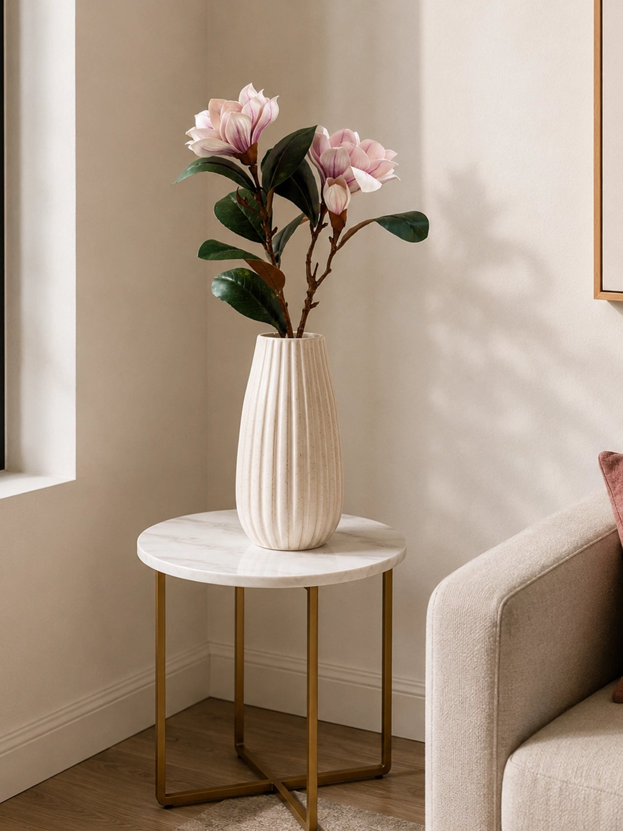 Artificial Magnolia Flower Branch | Light Purple | 76 cm