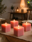 Scented Square Candle Expressions | Pink | 8 cm | Set of 4