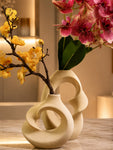 Twist Craft Ceramic Vase | White | 14 cm, 20 cm | Set of 2