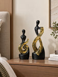 Serene Abstract Black & Gold Figures | 29 cm, 24 cm | Set of 2