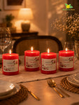 Rose Garden Scented Pillar Candle | 8 cm | Set of 4