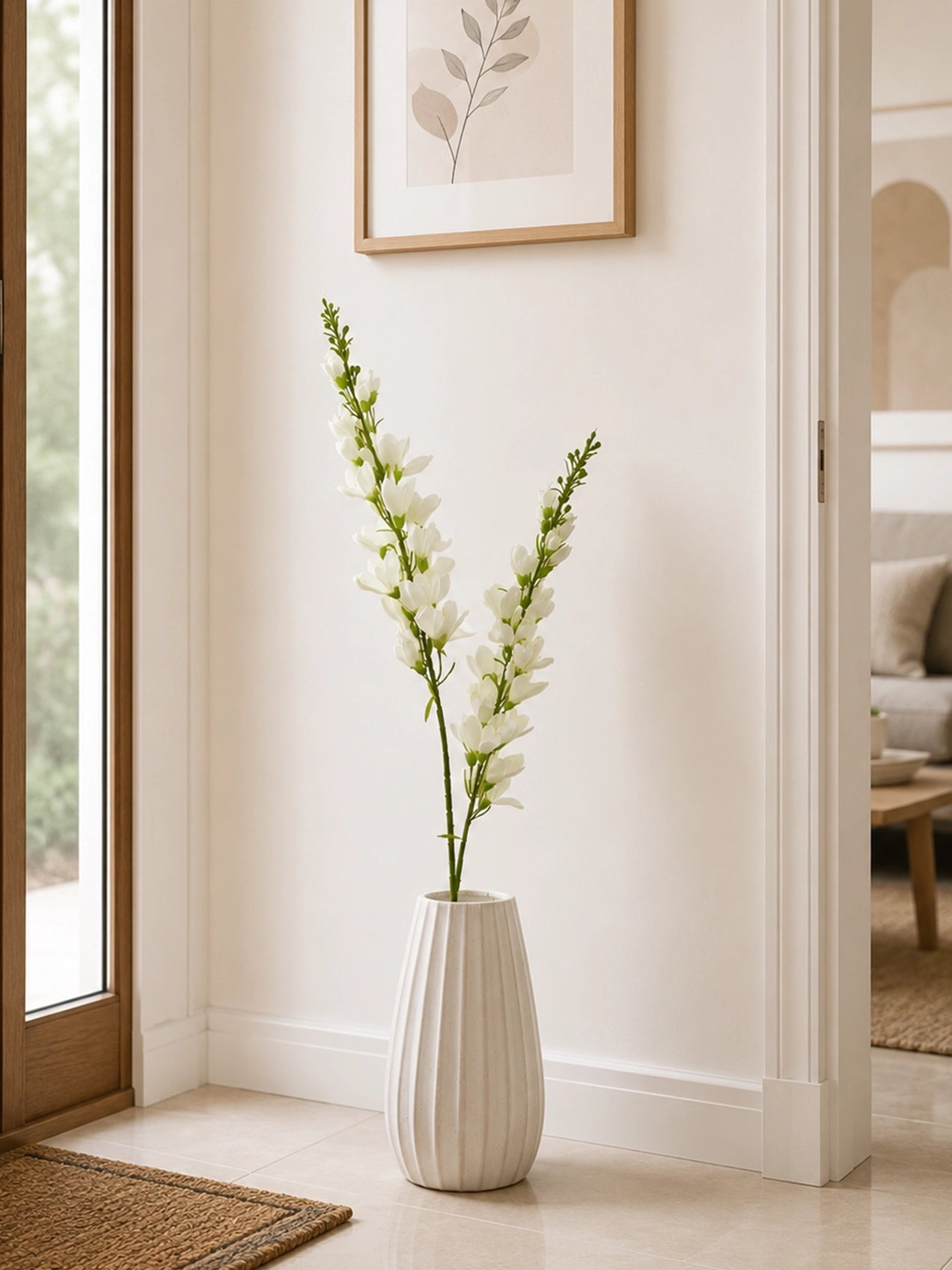 Artificial Orchid Flower Stick | White | 106 cm