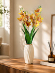 Artificial Cymbidium Orchid Flower Bunch | Orange | 57 cm