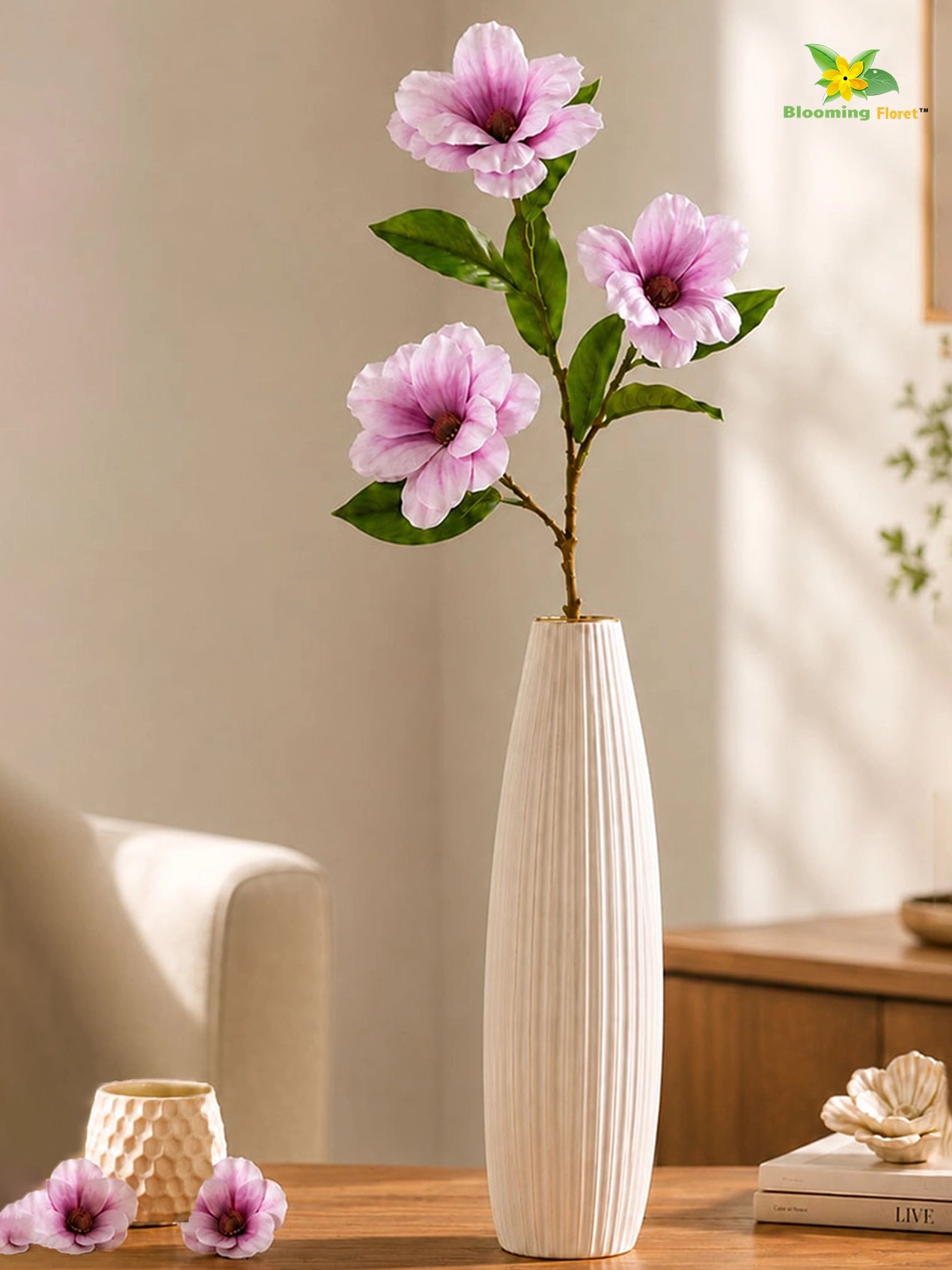 Magnolia Flower Stick | Purple | 95 cm