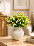 Artificial Kalanchoe Flower Bunch | Yellow and White | 33 cm