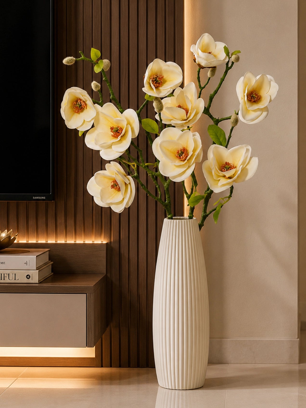 Magnolia Flower Stick | White | 72 cm | Set of 2