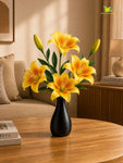 Artificial Lily Flower Stick | Yellow | 35 cm | Set of 2