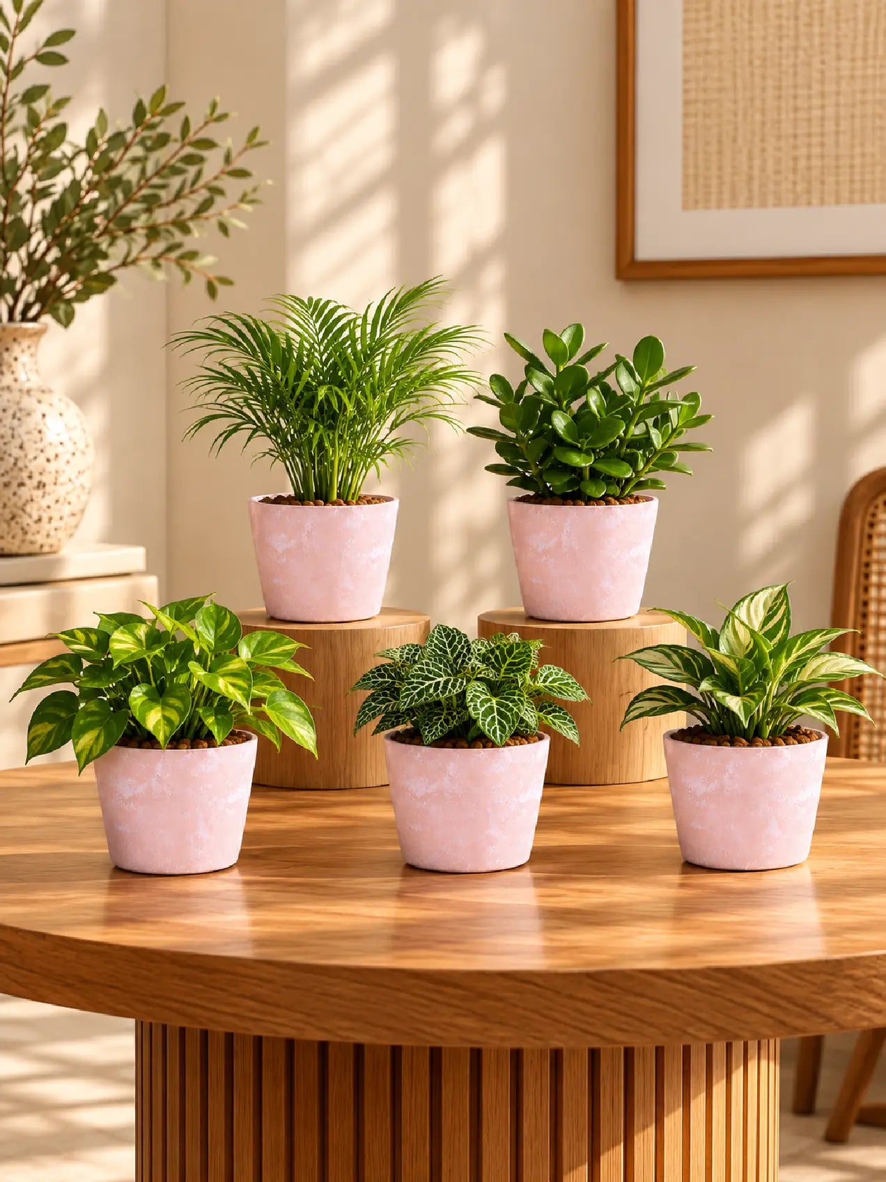 Modern Grace Poly Planter | Pink | 15 cm | Set of 5
