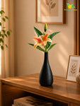 Artificial Lily Flower Stick | Yellow, Orange | 35 cm