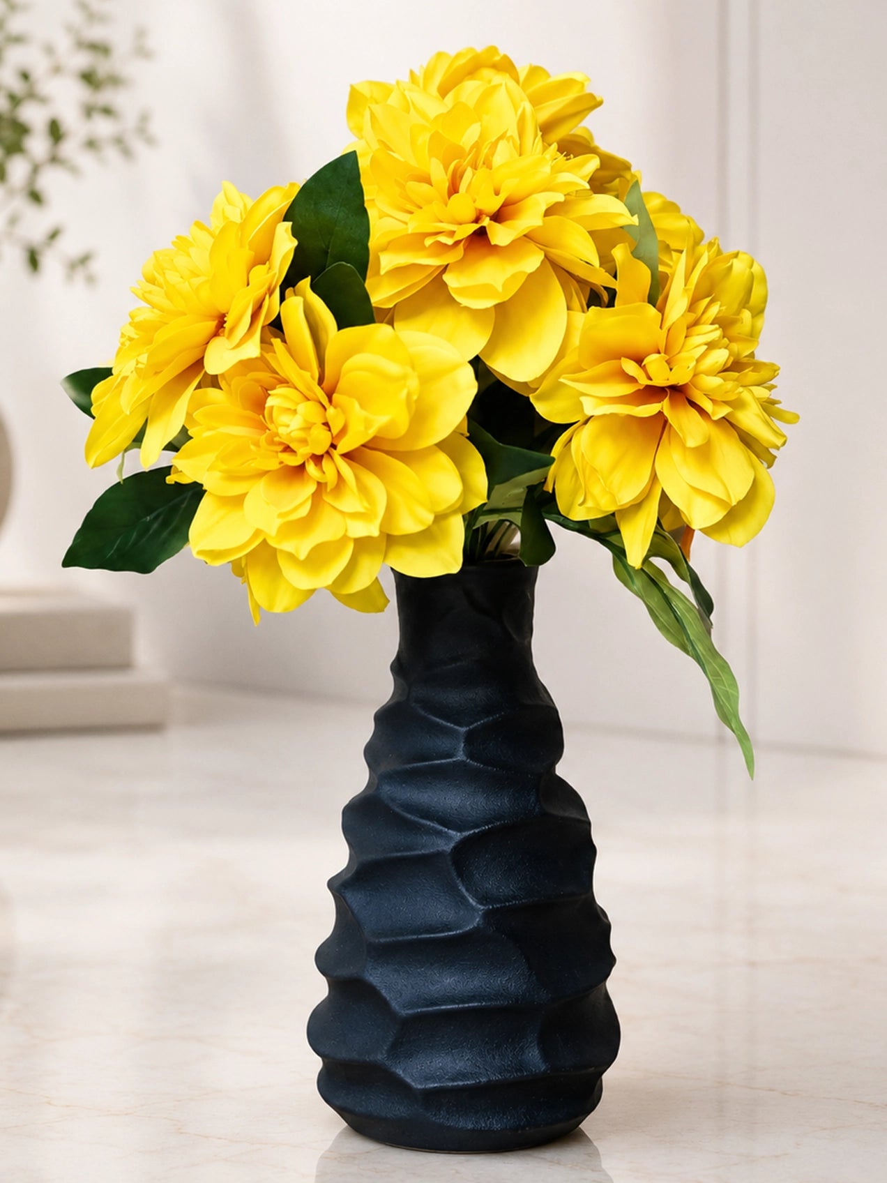 Black Spiral Ceramic Vase | 23 cm