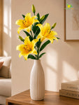 Artificial Lily Flower Stick | Yellow | 78 cm