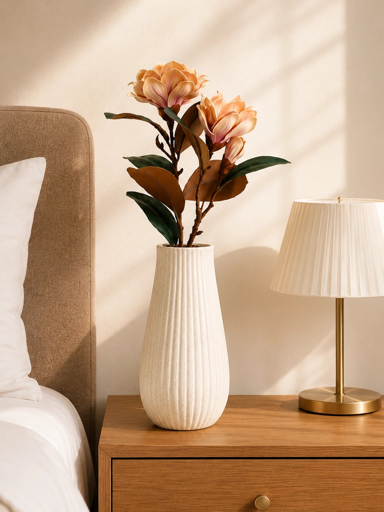 Artificial Magnolia Flower Branch | Peach | 76 cm