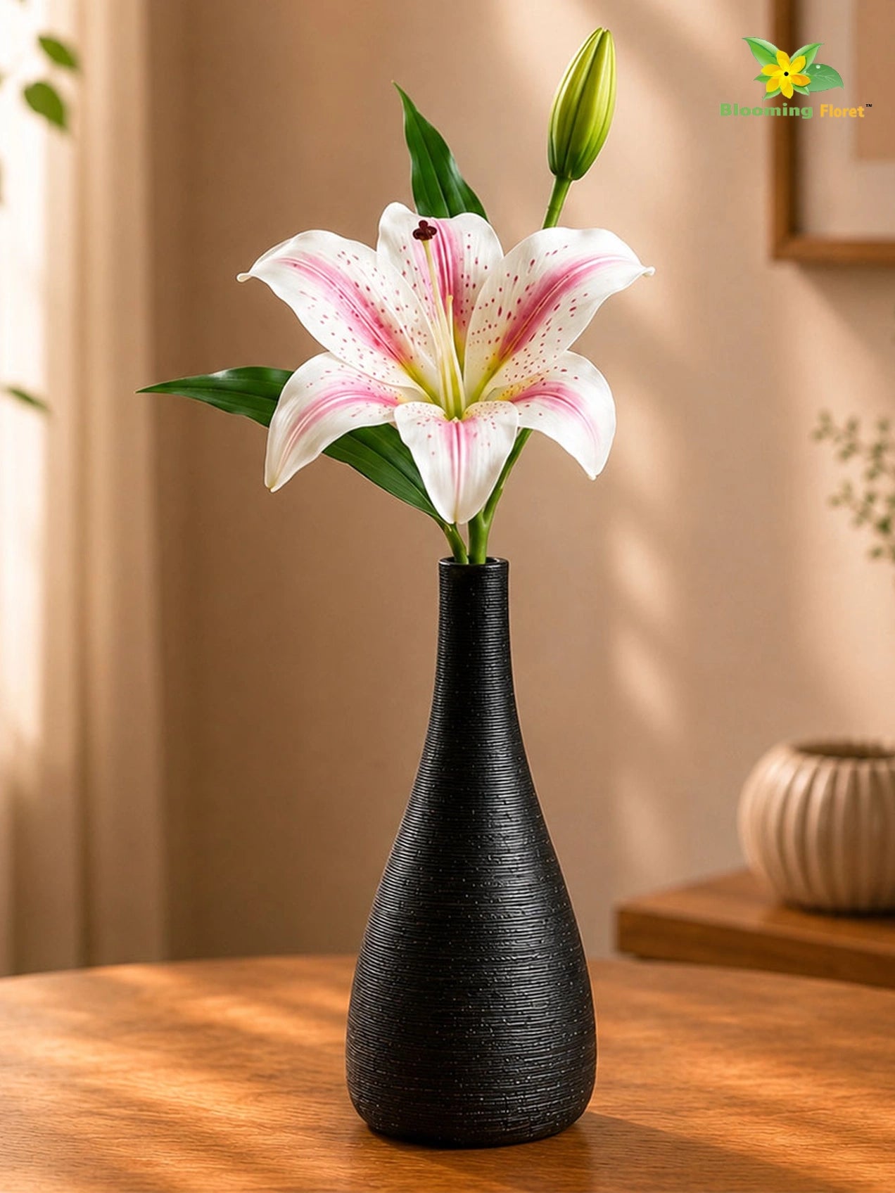 Artificial Lily Flower Stick | White, Light Pink | 35 cm