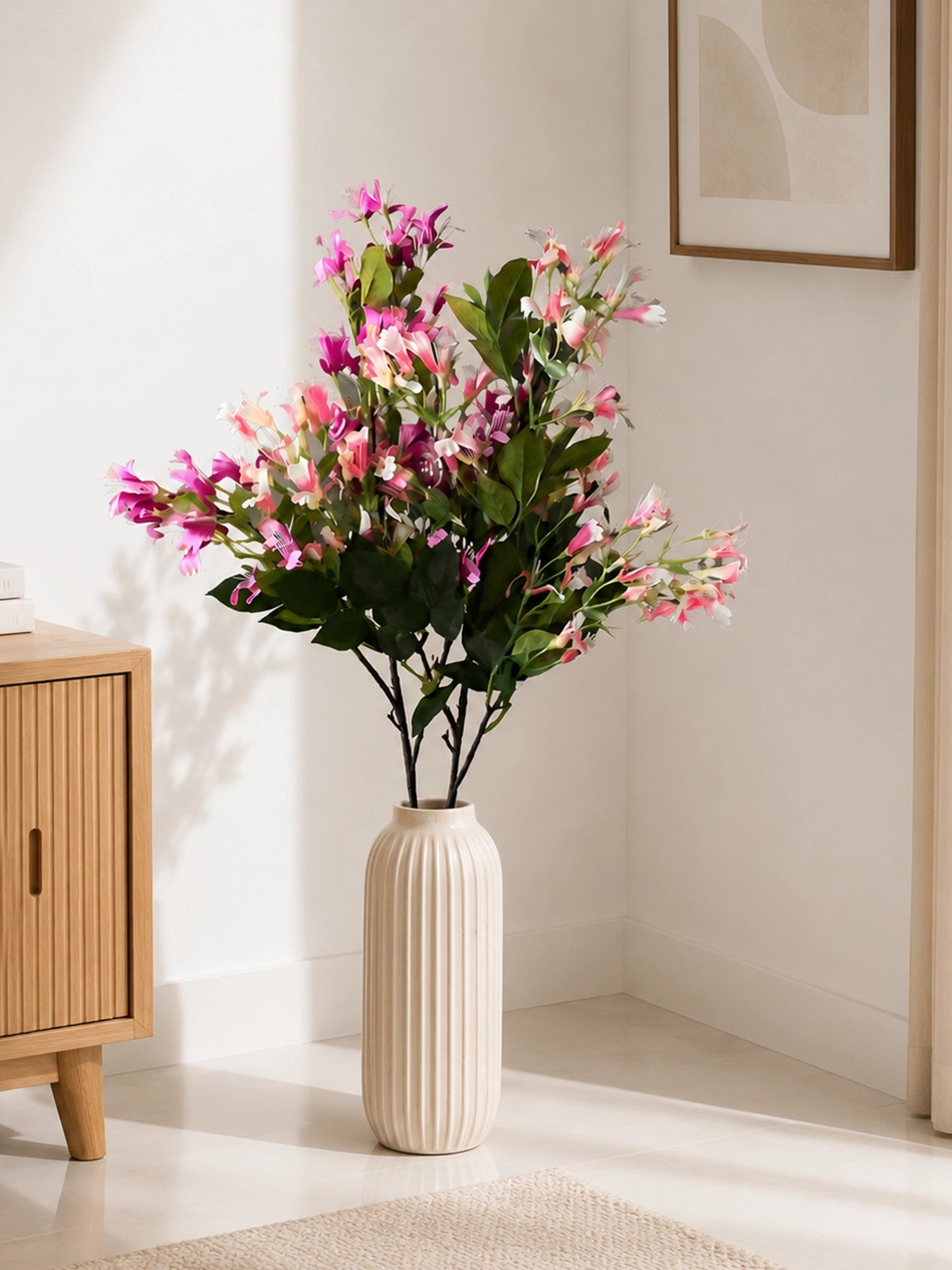 Japanese Honeysuckle Flower Bunch | Light Pink & Purple | 90 cm
