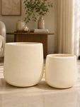Textured Plain Cream Planters | 22 cm, 30 cm | Set of 2