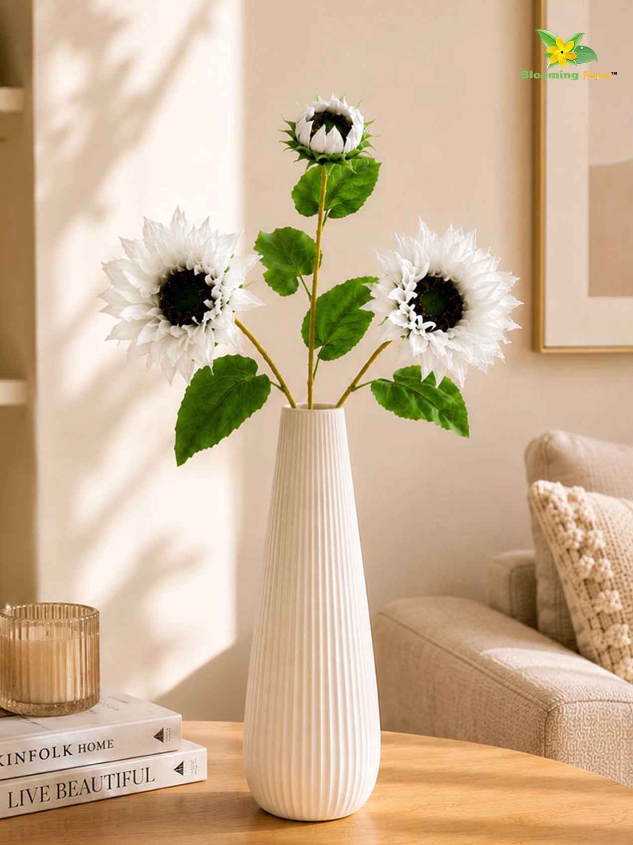 Artificial Sunflower Stick | White | 78 cm