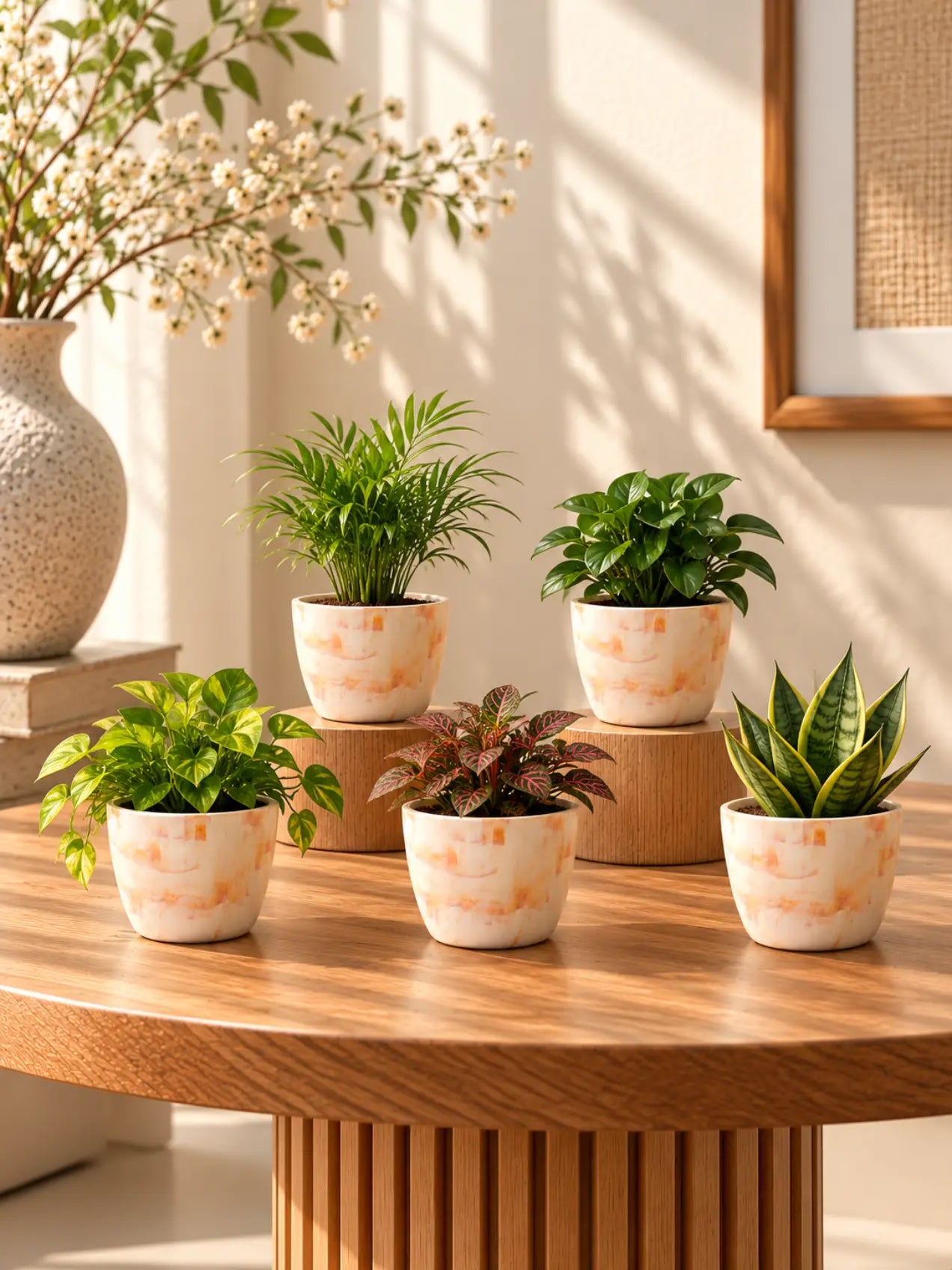 Vivid Tie-Dye Planter | Beige | 12 cm | Set of 5