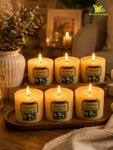 Lime Basil & Citrus Scented Pillar Candles | 5 cm | Set of 2, 6 Pcs