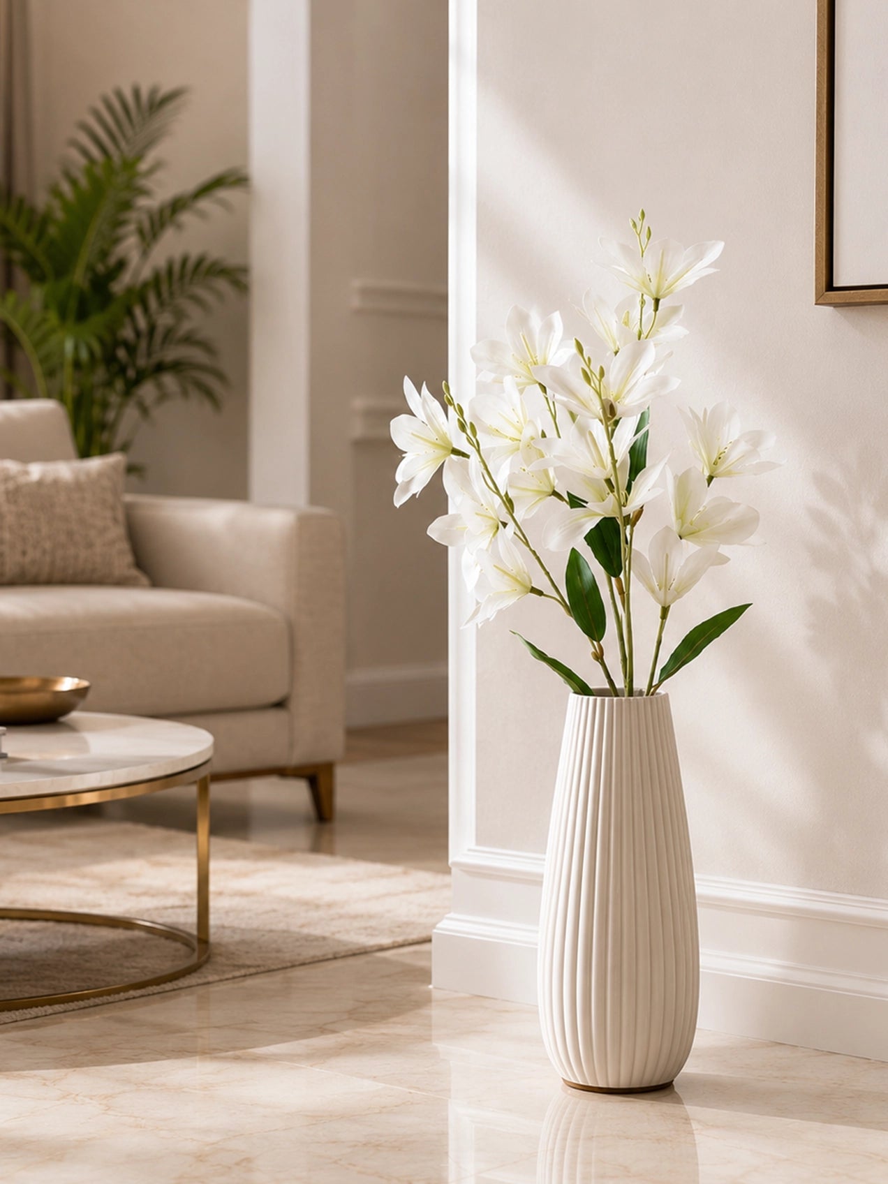 Artificial Magnolia Flower Stick | White | 85 cm