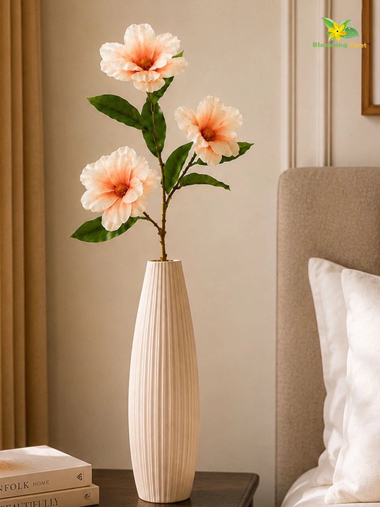 Magnolia Flower Stick | Peach | 95 cm