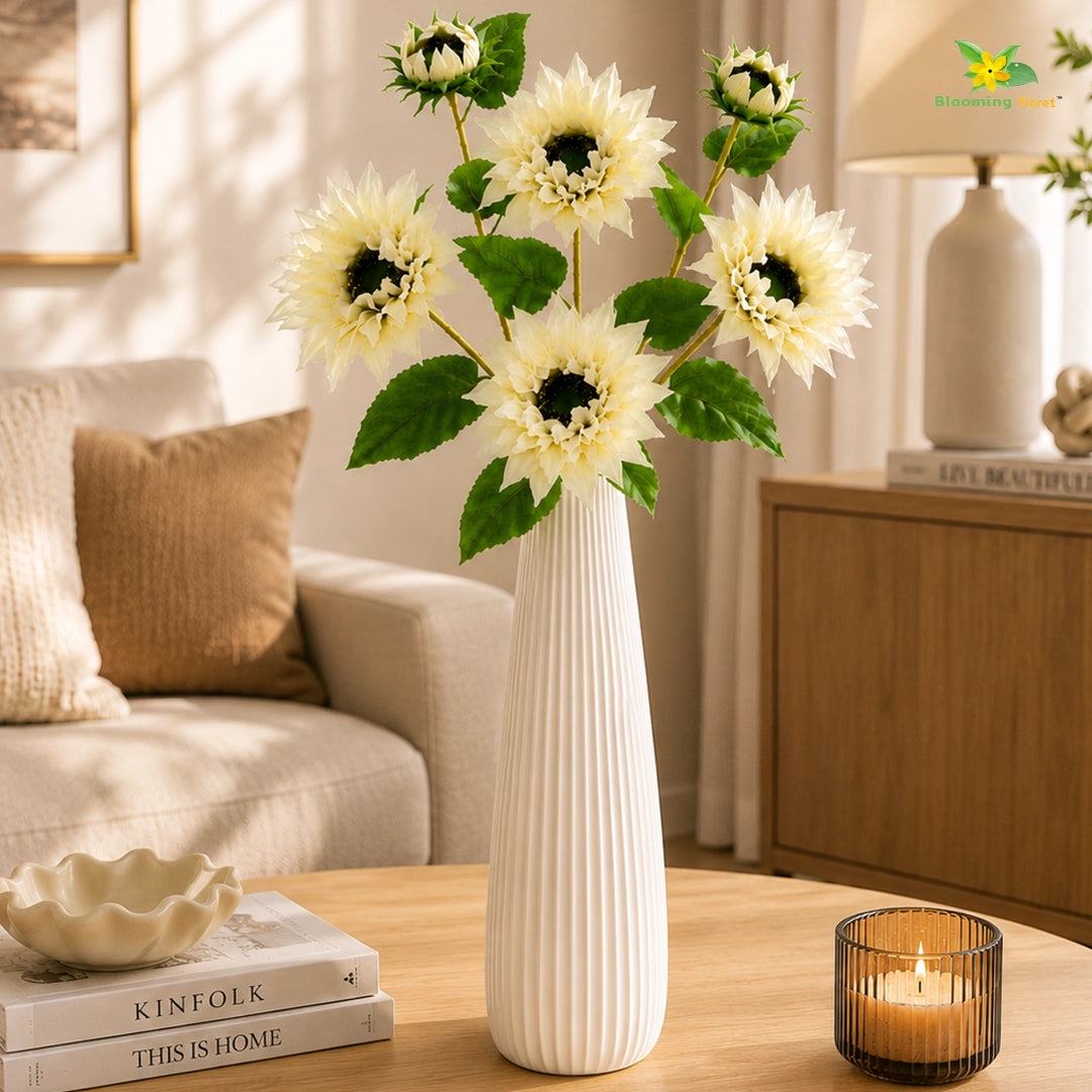 Artificial Sunflower Stick | Off White | 78 cm | Set of 2