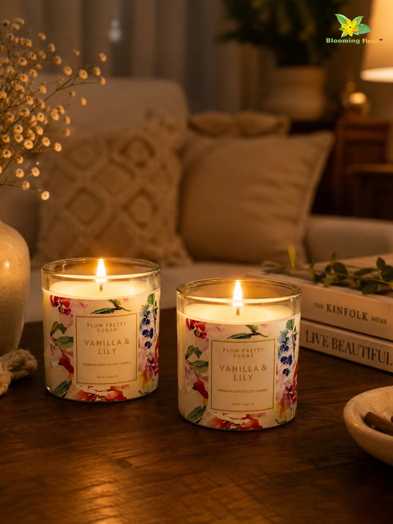 Scented Candle Glass Jar | Vanilla Lily | 6 cm | Set of 2