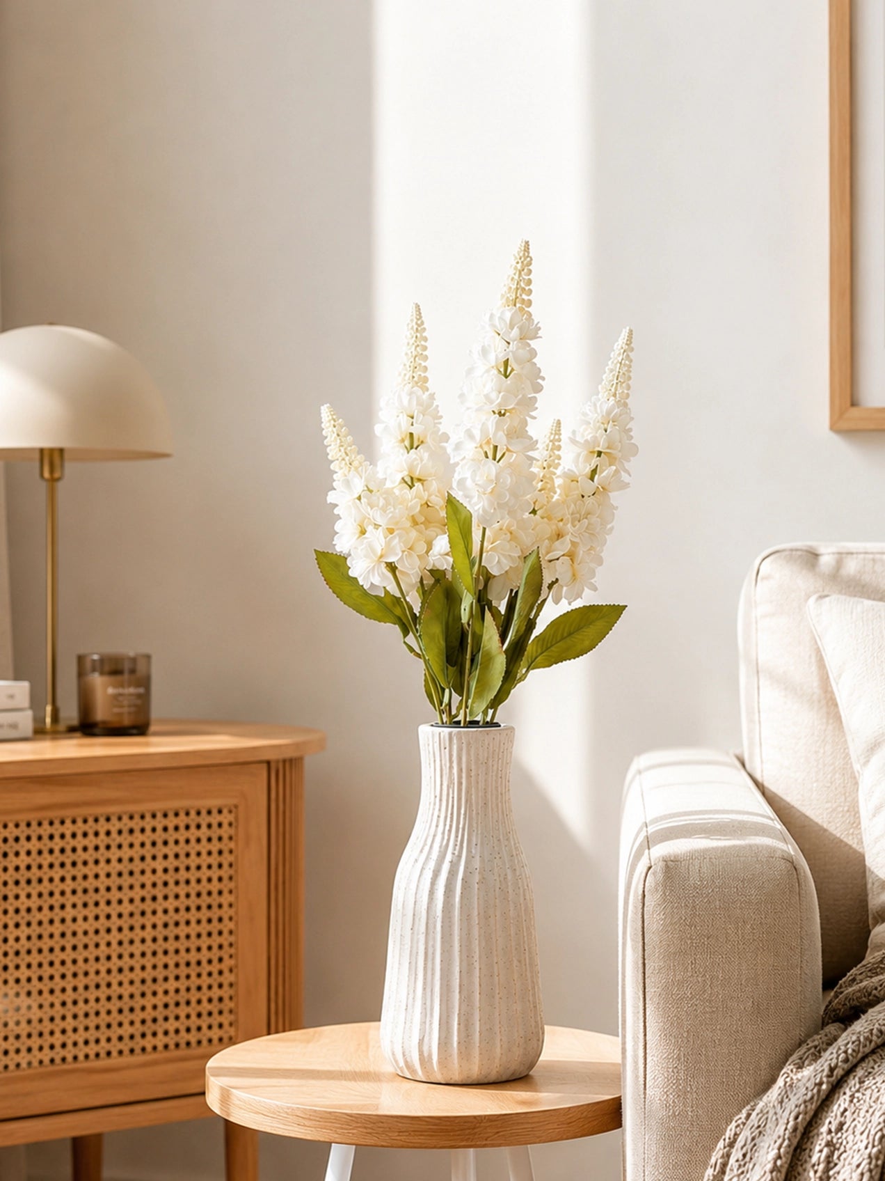 Artificial Snapdragon Flower Bunch | Off White | 59 cm