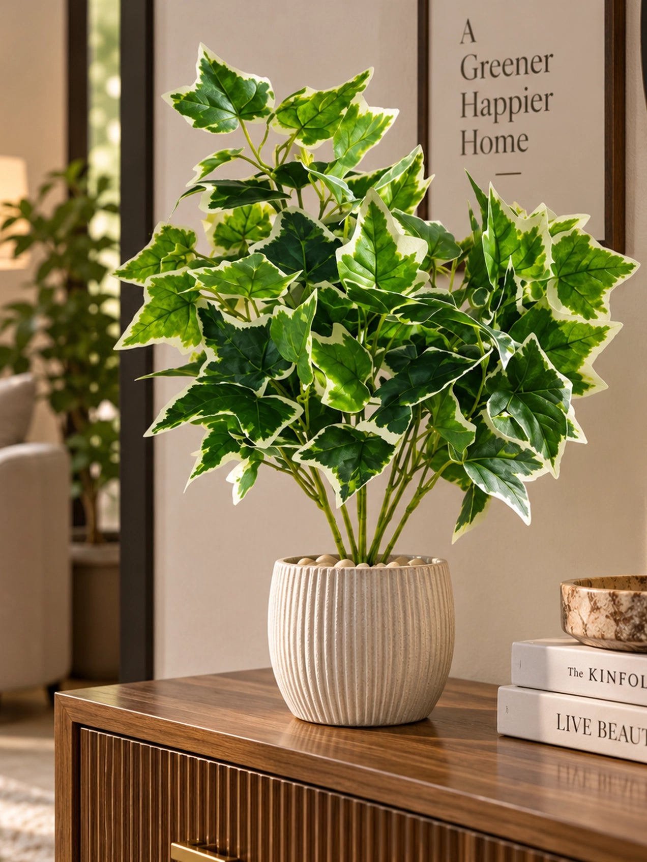 Ivory Elegance Artificial Bettina Ivy Plant | 45 cm | With Basic Pot