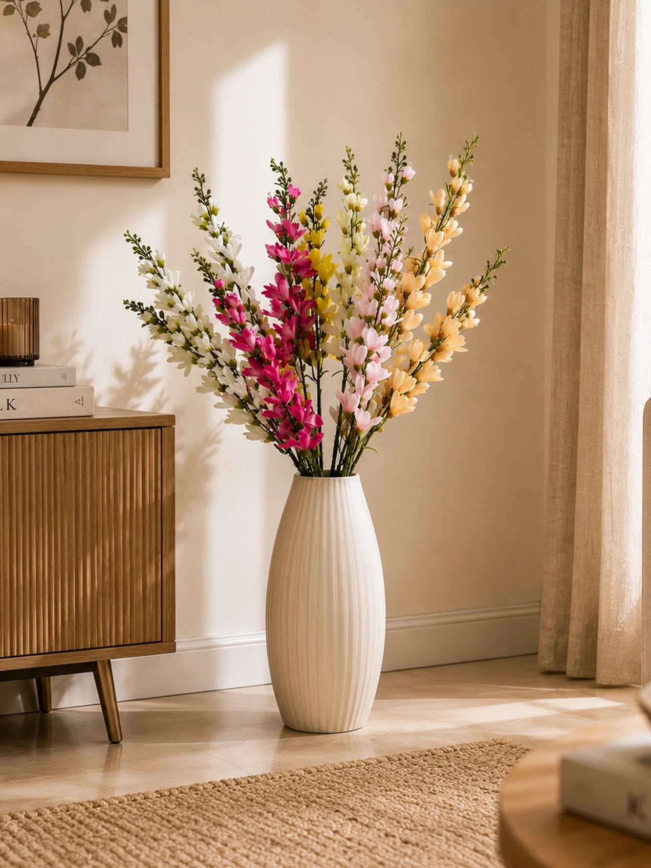 Artificial Orchid Flower Bunch for Decor | 106 cm | Set of 6