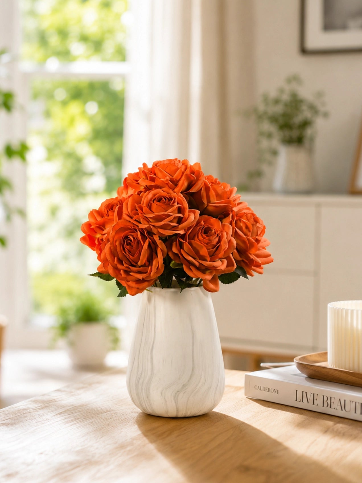 Artificial Rose Flower Bunch | Brown | 40 cm