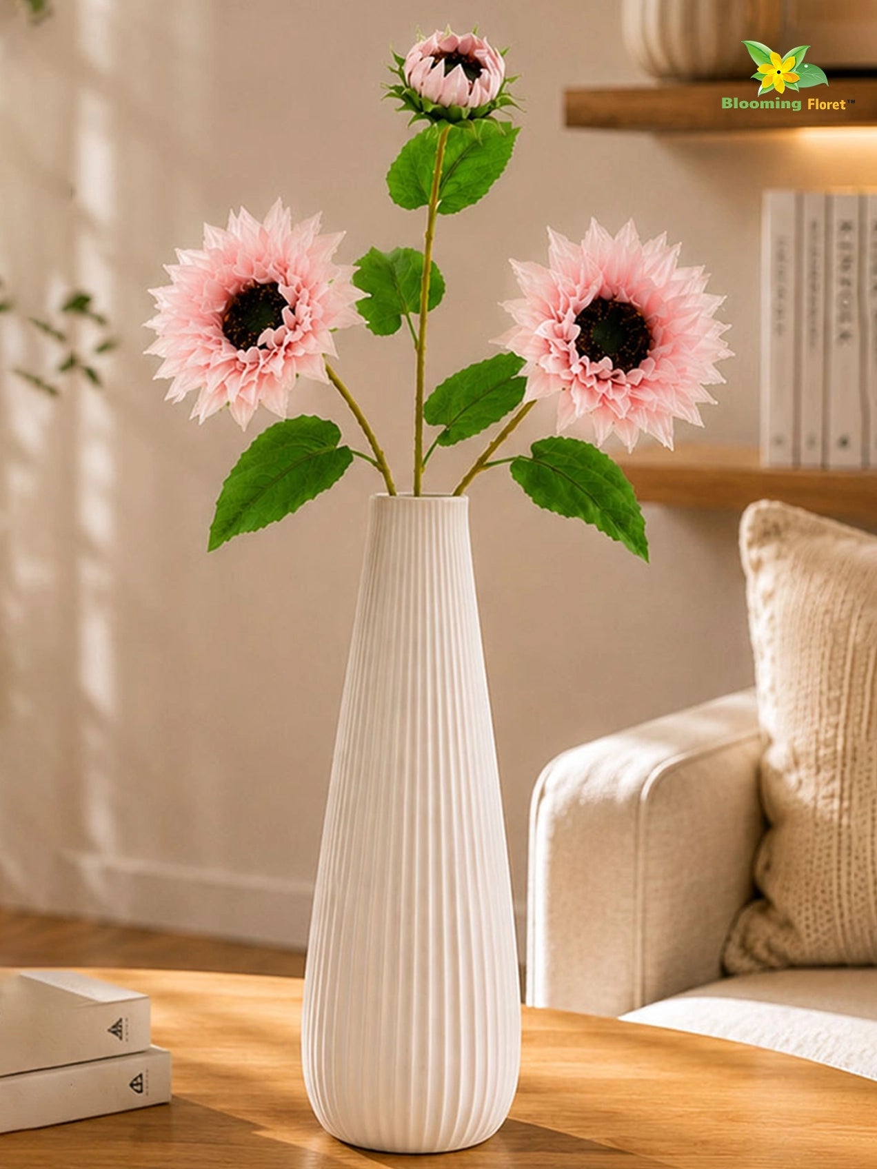 Artificial Sunflower Stick | Light Pink | 78 cm