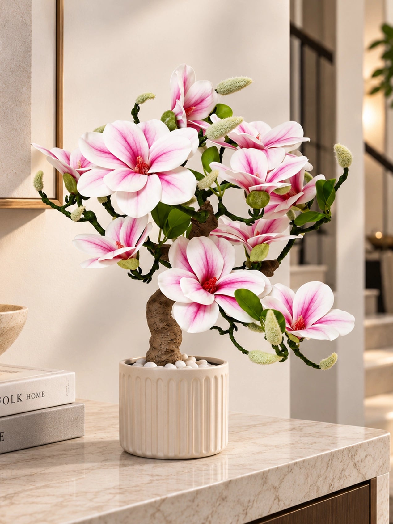 Mini Magnolia Flower Tree | Pink | 52 cm