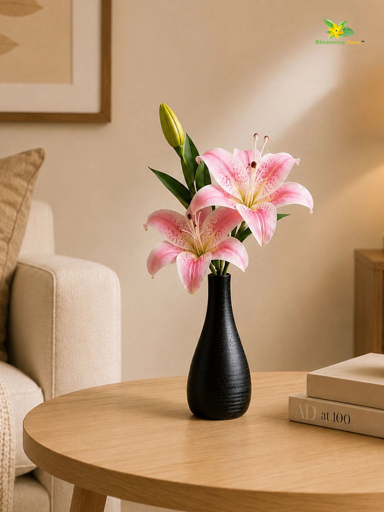 Artificial Lily Flower Stick | Pink | 35 cm
