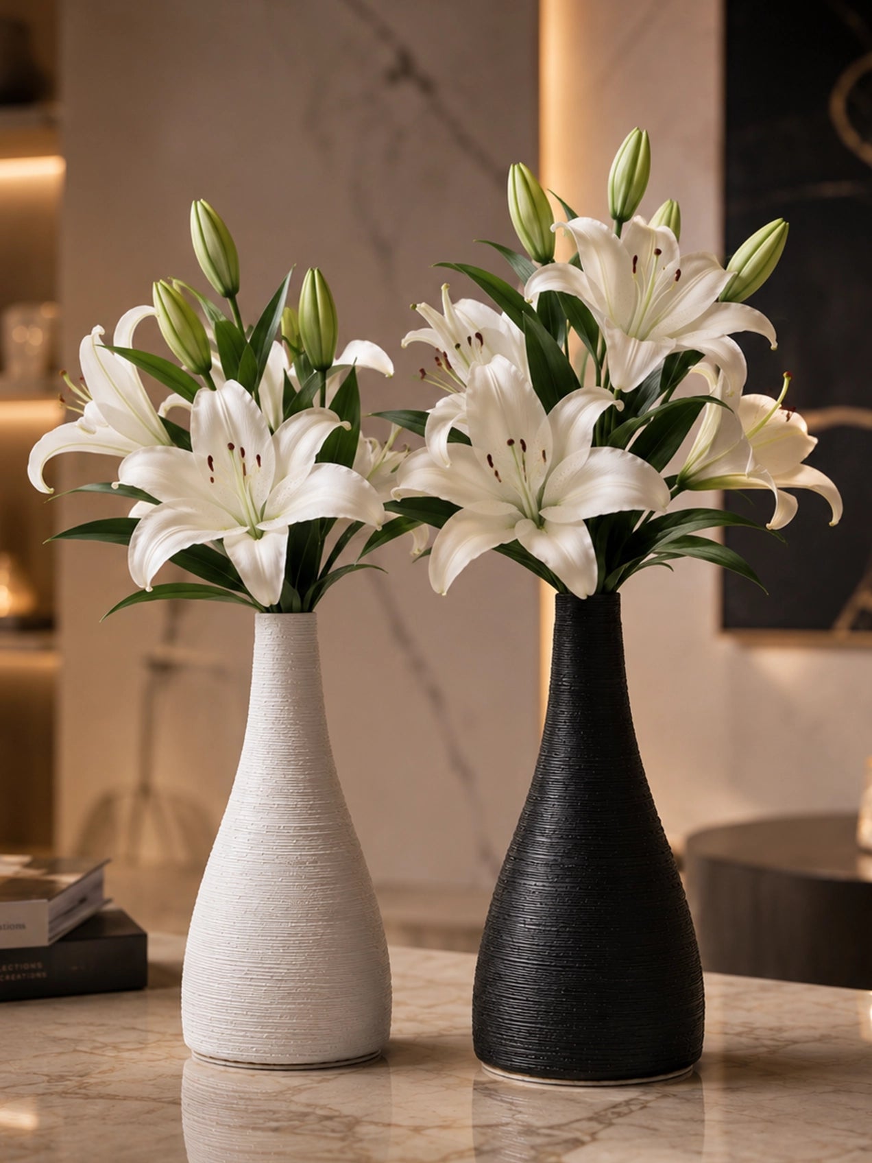 Spiral Ceramic Vase | Black & White | 20 cm