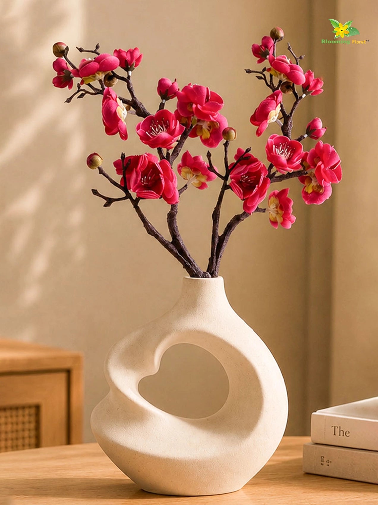 Small Plum Blossom Flower Stick | Dark Pink | 35 cm | Set of 2