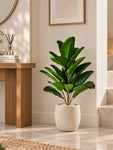 Artificial Birds of Paradise Plant | 21 Leaves | Red and Green | 70 cm | With Basic Black Pot