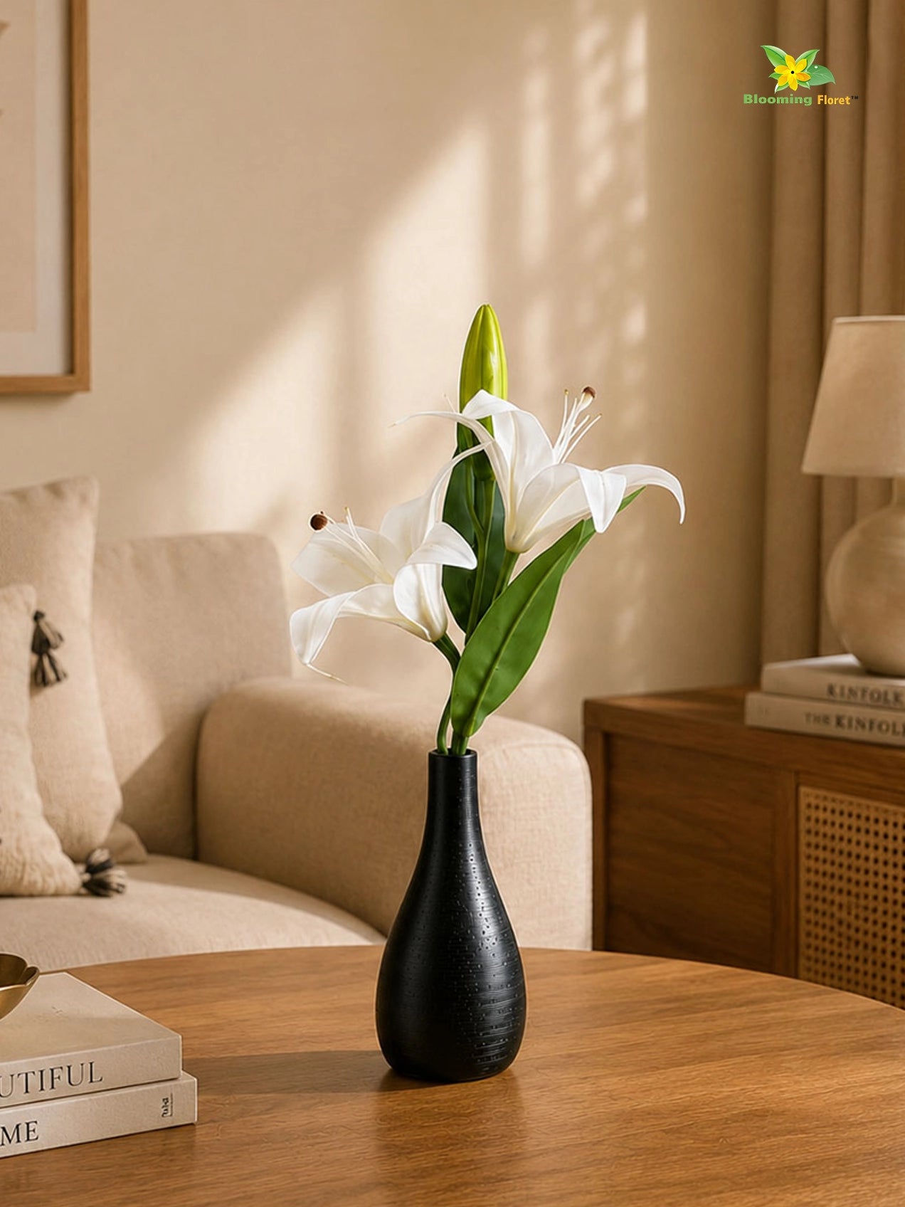 Artificial Lily Flower Stick | White | 35 cm