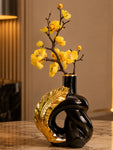 Modern Ceramic Leaf Vase | Black | 20 cm