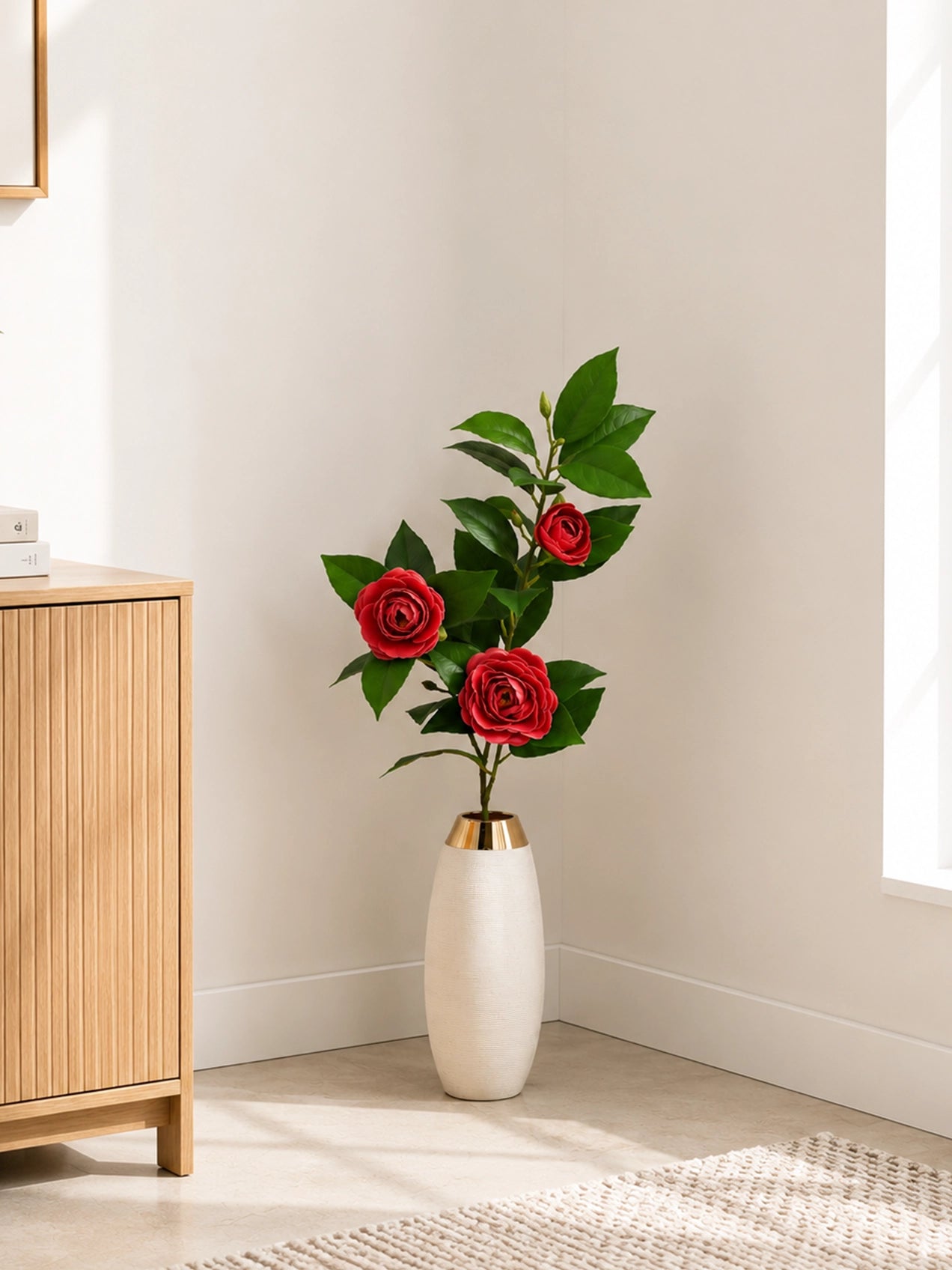 Artificial Rose Stick | Red | 95 cm