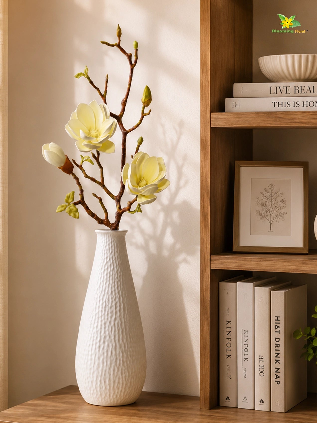 Magnolia Ikebana Flower Stick | White | 72 cm