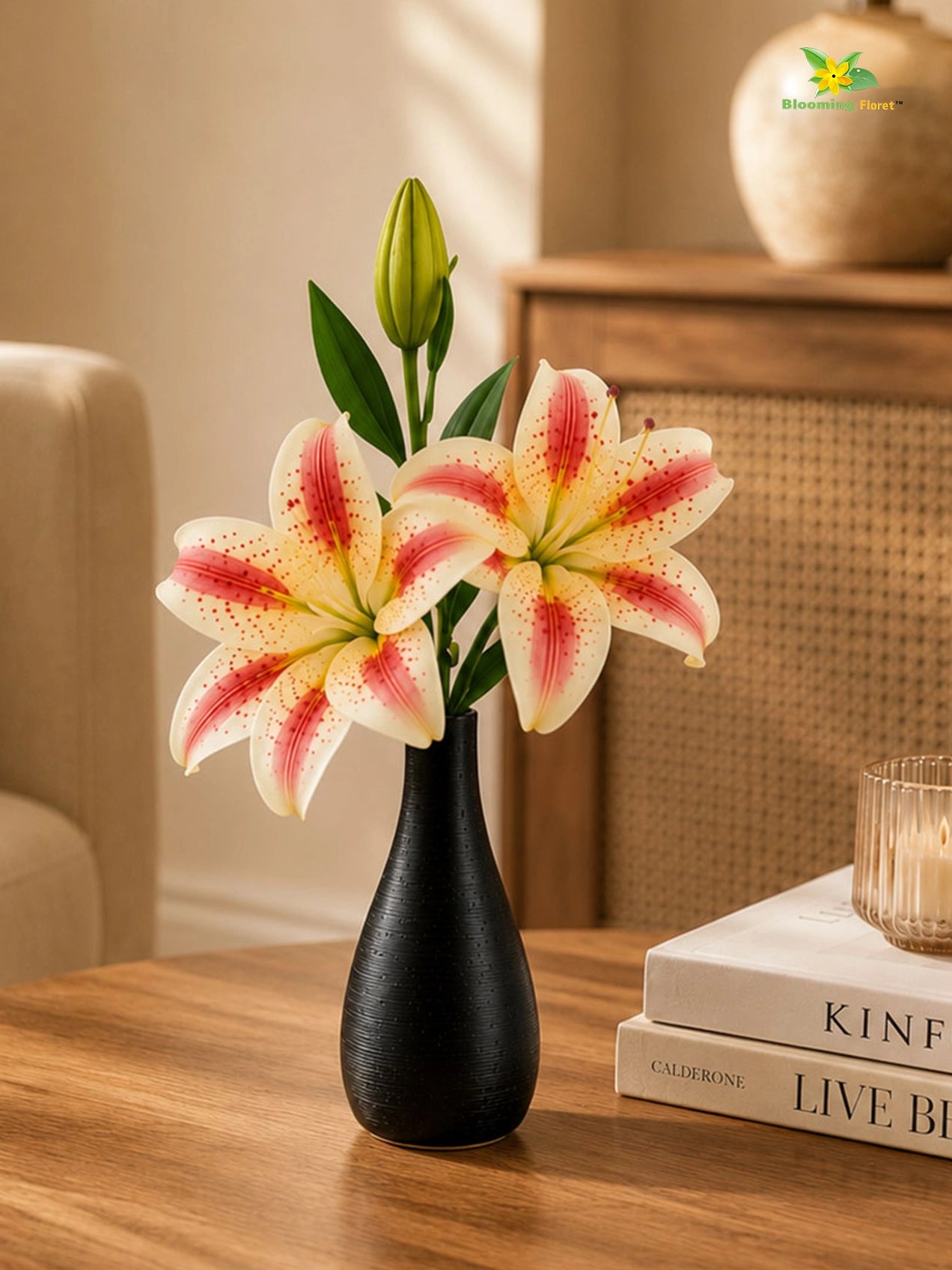 Artificial Lily Flower Stick | Light Pink | 35 cm