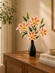 Artificial Lily Flower Stick | Light Pink | 35 cm | Set of 2