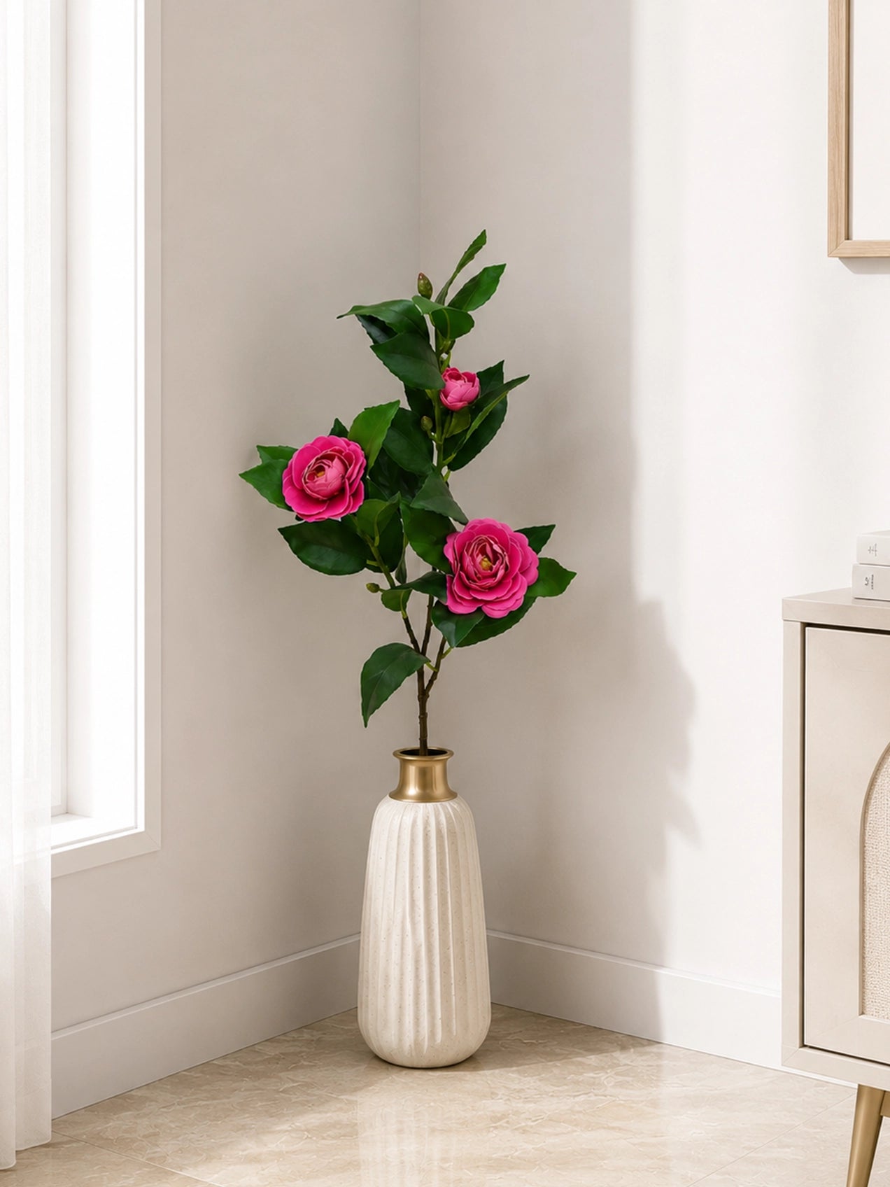 Artificial Rose Stick | Dark Pink | 95 cm